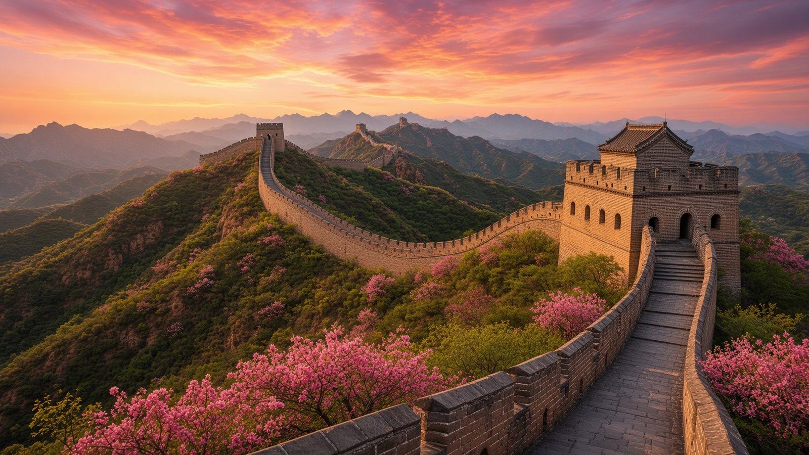 Great Wall of China in spring